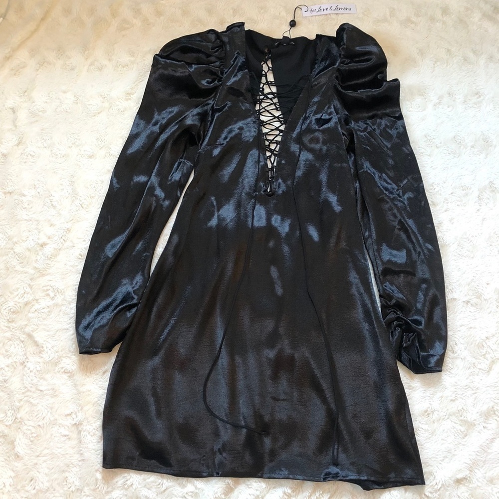 FOR Love & Lemons Prince Lace Up Mini Dress Size Large - Picture 3 of 14
